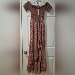 Francesca's Collections Floral Maxi Dress in Red and White